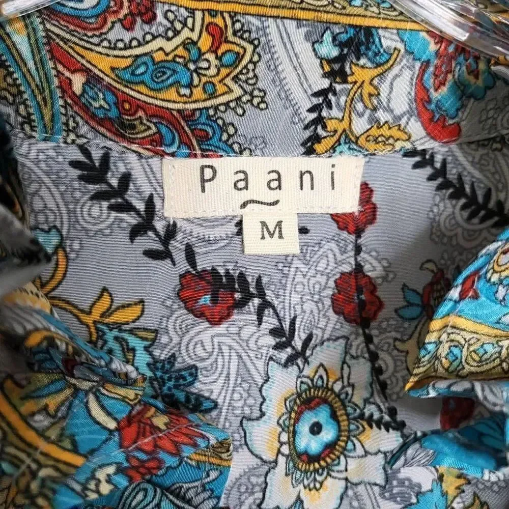 Paani Paisley Floral Midi Tiered Dress Boho Cottagecore Size Medium
